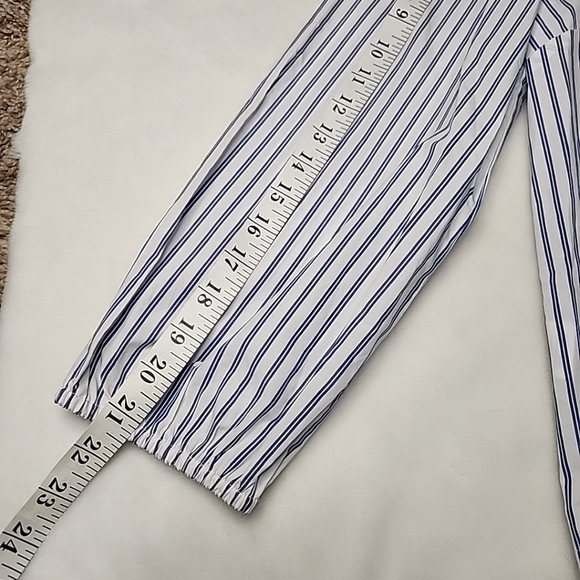 NEW wTag-Women’s J.CREW Blue/White Striped One-Shoulder Shirt Sz 8 - Picture 9 of 13